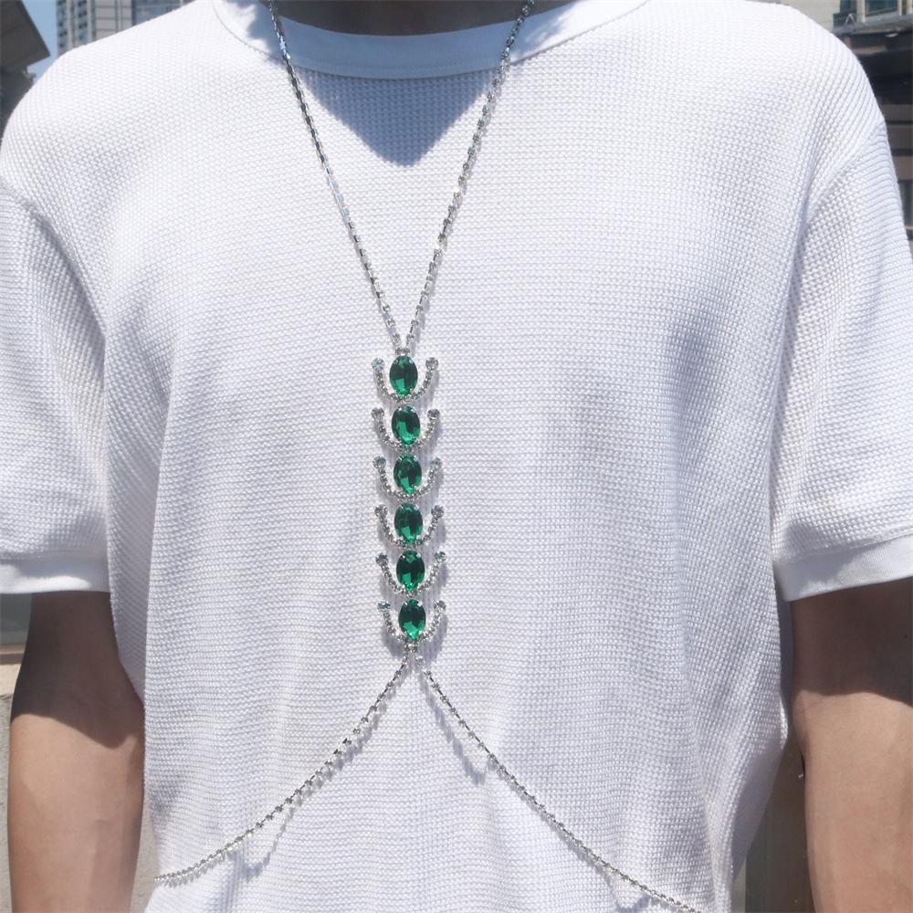 Summer Beach Sexy Green Crystal Bra Chain Simple Party Accessories European And American Bikini Body Chain Accessories