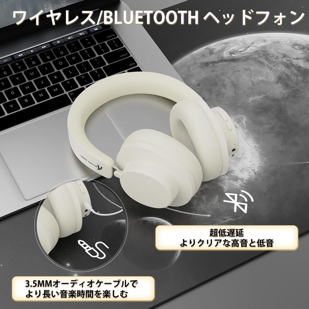 ATTACK SHARK G500 Wireless Headphones with Up to 30 Hours of Music Active Noise Earphones Bluetooth Audio Support 3D Beige BT5.3 Over-Ear Bluetooth,