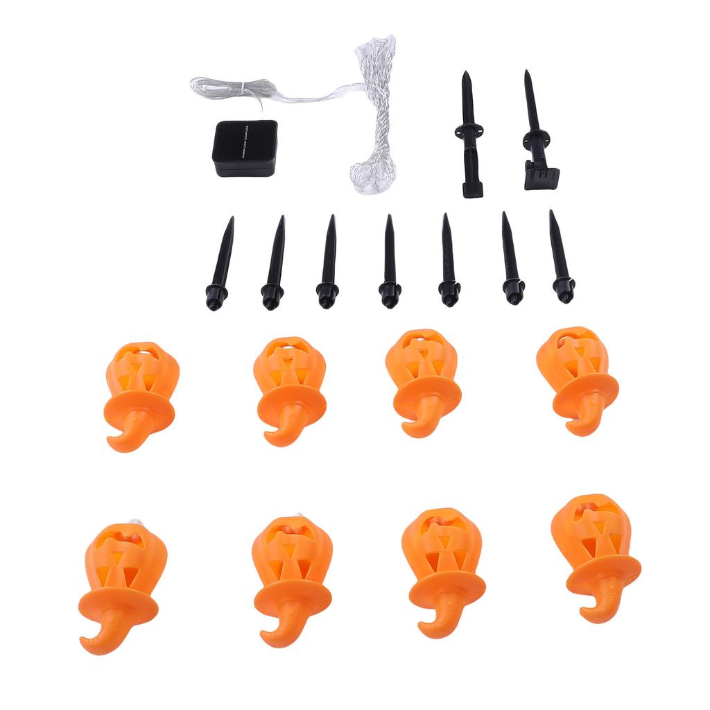 8Pcs Solar Pumpkin Ground Inserted Light IP65 Water Proof Pumpkin Solar Light Stake for Sidewalks Gardens Fences