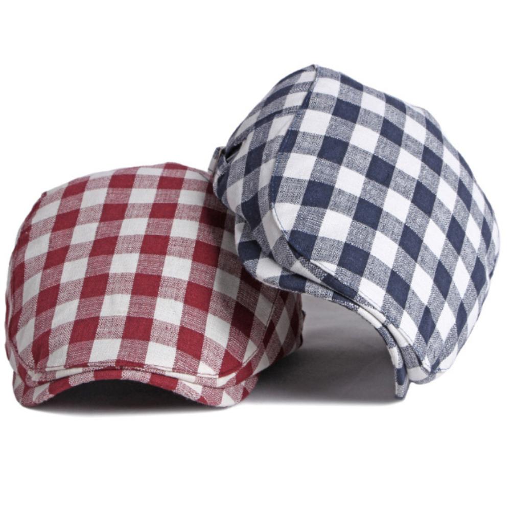 Freedom Outdoors Men's Ht3664 Berets For Wo Spring Summer Sun Hat Artist Painter Plaid Beret Hat Fe Ivy Flat Cap Adjustable Beret Caps 55-60Cm