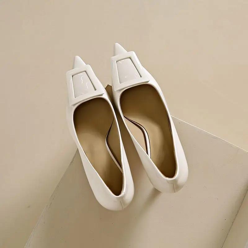 Fashion Apricot Stilito Pointed Toe Ladies Pumps Leather Casual Non Slip Spring Wholesale Summer 2025 Footwear Shoe On Y2k Women's Shoes