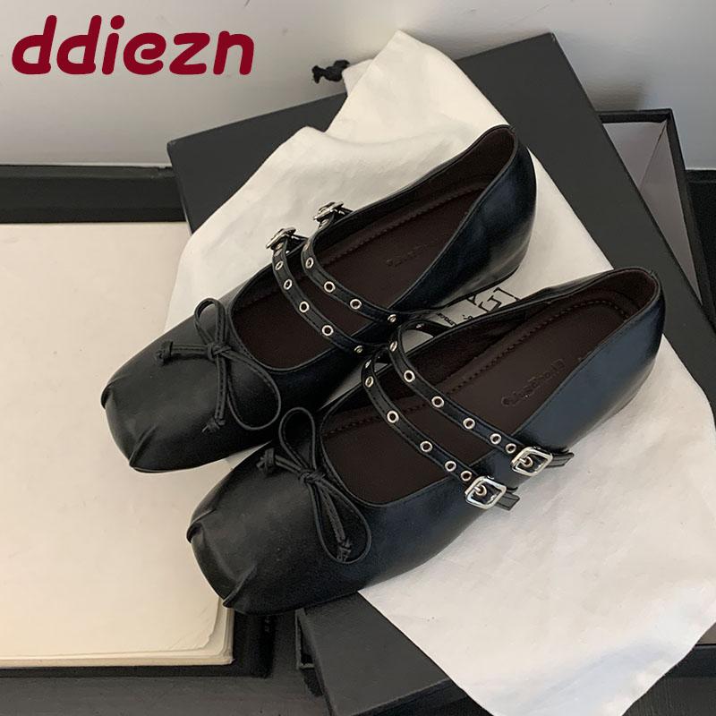 Fashion Fashion Shallow Ladies Mary Janes Shoes With Height Increasing Footwear Soft Female Butterfly-Knot Women Ballet Flats Shoes