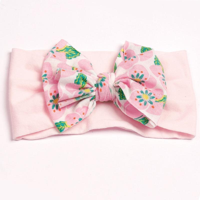 New nylon bow print children's headband, baby cute hair accessories, multi-colored girls' headscarf