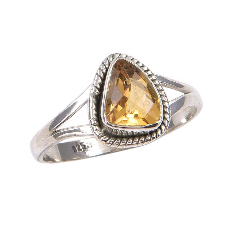 Natural Citrine Gemstone Handmade 925 Sterling Silver Jewelry Ring Size 9 v8S94