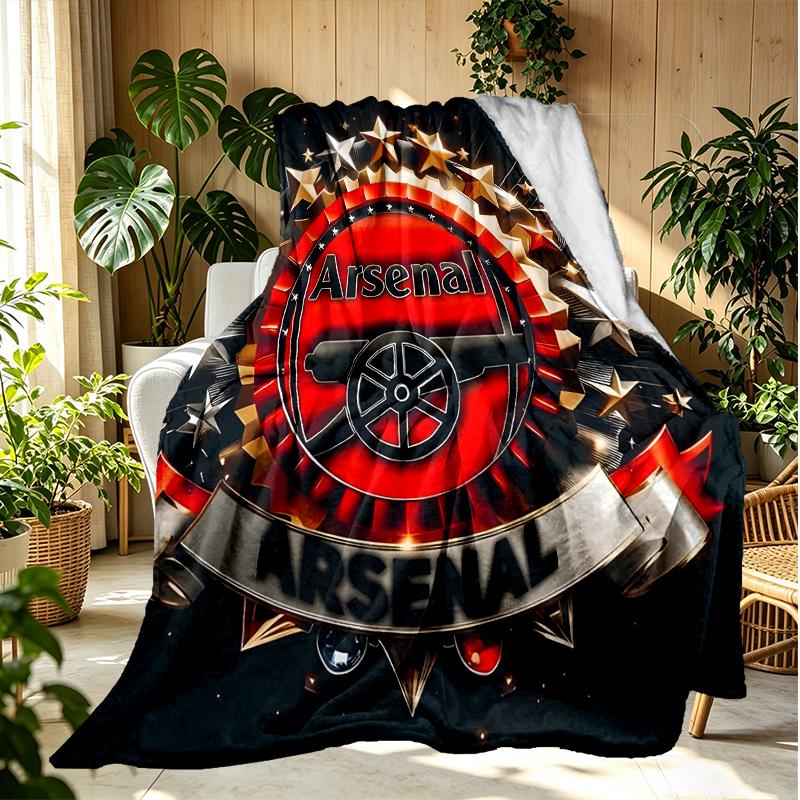 Arsenal F.C Pattern Blanket for Home Decoration, Bed, Sofa, Car Travel, Camping, Suitable for All Seasons, Birthday Christmas Gift