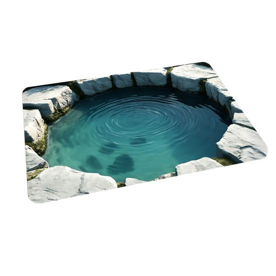 3D Depth Floor Mat Diatomaceous Earth Absorbent Bottomless Pit Bath Mat Non-Slip Optical Illusion Rug for Bathroom Bedroom Living Room Decor