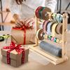 Good-4 Tiers Wooden Ribbon Rack Ribbon Spool Holder Storage Display Shelf Craft Ribbon Stand For Craft Room Ribbon Organizer