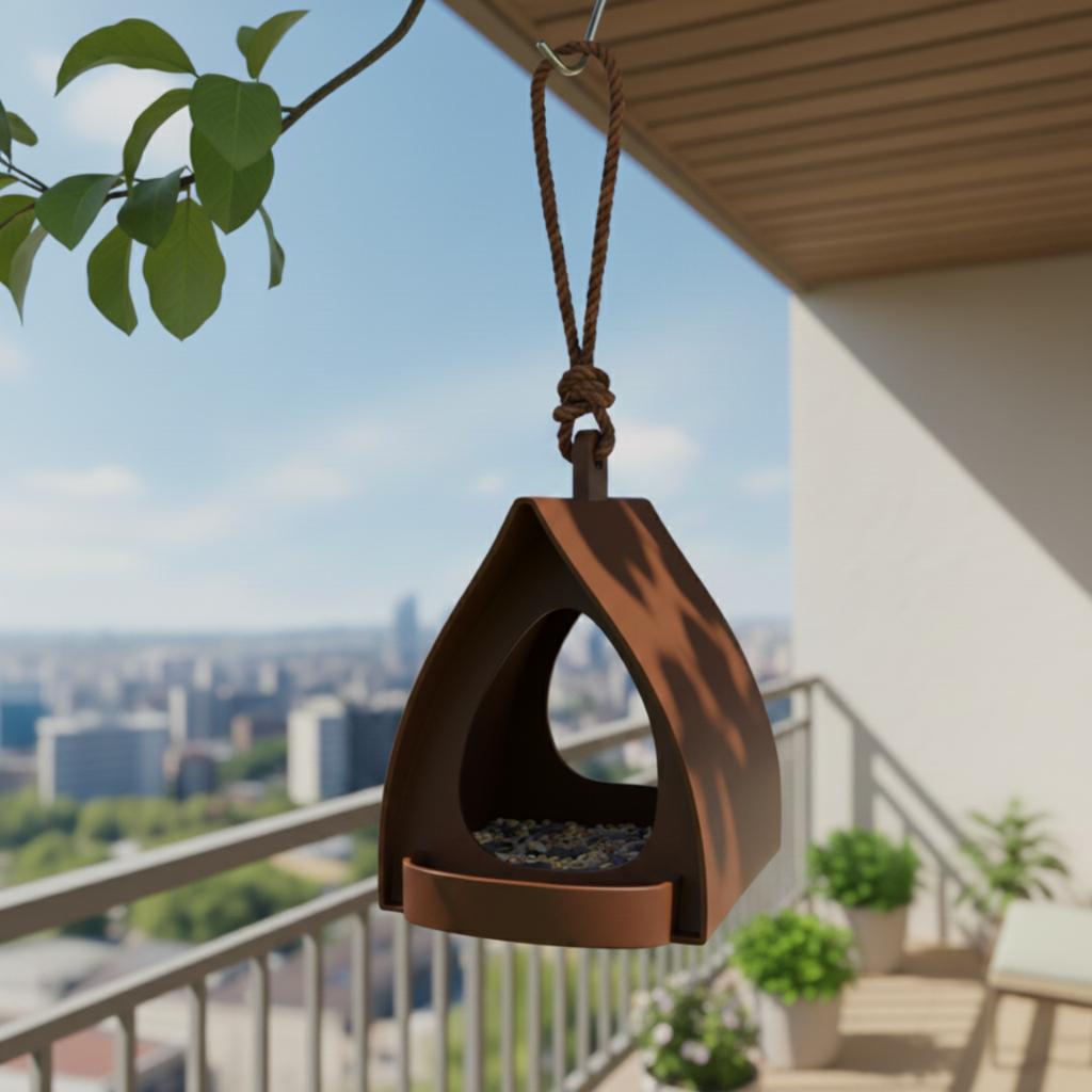 Brown Hanging Bird Feeder House for the Garden Terrace All Year Round