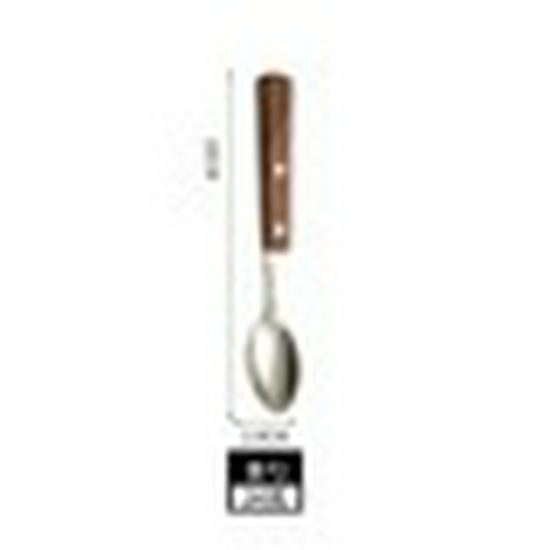 Rosewood Handle 304 Stainless Steel Cutlery Set: Knife, Fork, Spoon, Tea Spoon, and Steak Knife.
