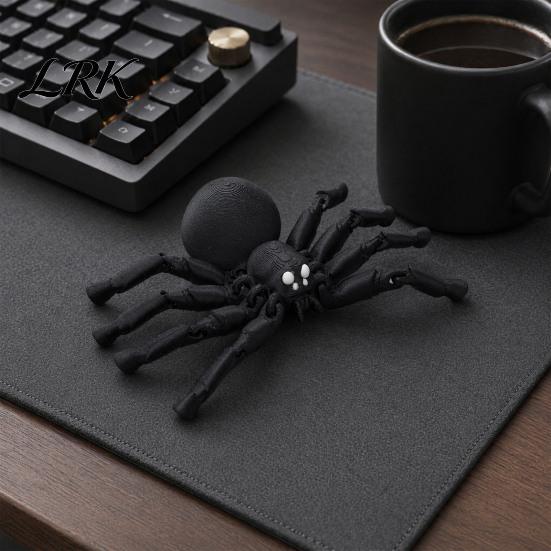 Halloween Party Decoration 3D Printed Articulated Spider Figurine, Flexible Joint Black Durable Statue, Collectible Gothic Ornament for Home