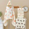 Infant Hooded Towel Gauze-Cotton Breathable Bathrobe Print Summer Sun-proof Cloak Bath Towel Gender Neutral Soft Towel