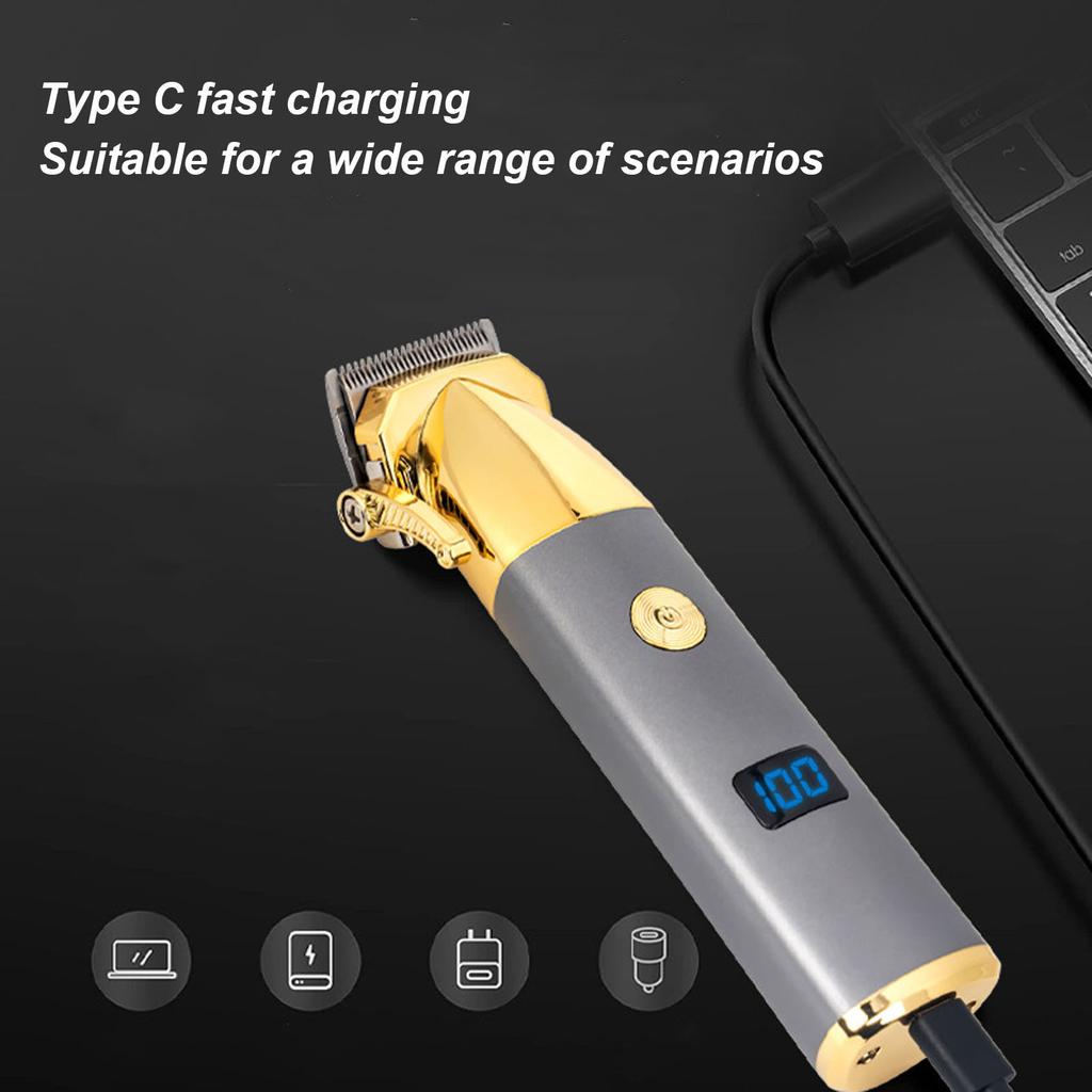 Electric Barber Clipper USB Rechargeable Alloy Professional Portable Men Grooming Trimmer for Home Outdoor