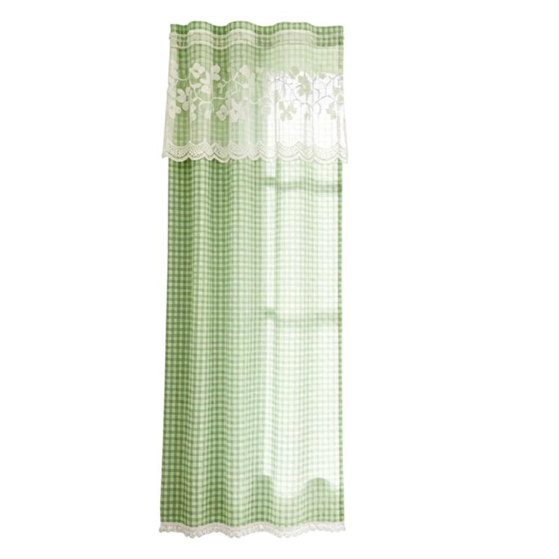 Kitchen Short Curtain Panel with Top, Light Filtering Polyester Privacy Panel and Trim Accent Style Window Drape