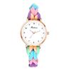 Wristwatch with Braided Hair Colorful Quartz Analog Arabic One Size Fits Casual Day Gift Women's Band, Stretchable, Waterproof Bracelet, Ring,