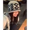 Wool blended wool hat women's winter plush retro warm ear protection big head circumference cold hat headgear knitted hat