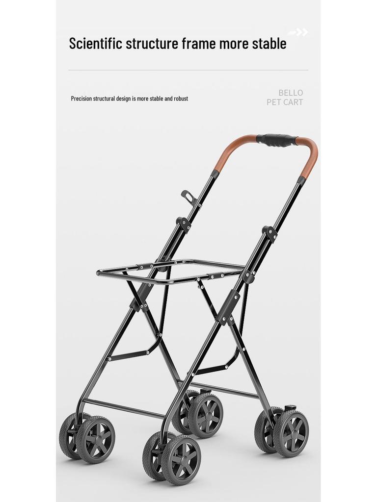 Bello Foldable Pet Stroller: One-Button Folding Cat and Small Dog Double-Layer Travel Stroller for Bichon.