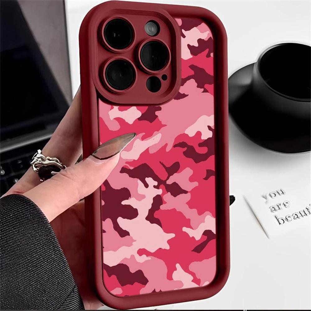 LZ6 Camouflage Camo Design Silicone Phone Case for iPhone 11 13 14 15 16 Pro Max 7 8 16 Plus 12 mini XS Max XR Shockproof Back Cover