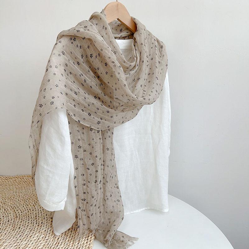 Japanese Rain And Dew Hemp Primary Color Polka Dot Dot Printed Scarf Breathable Thin Shawl Neck Protection Sun Protection Silk Scarf Women