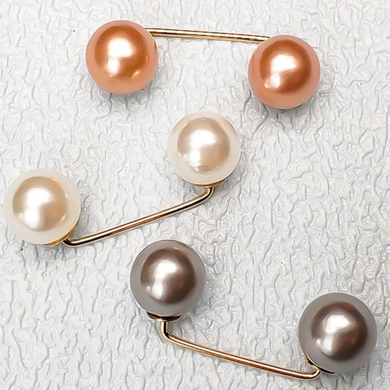 10pack Stylish Double Pearls Fasteners Professional Attires Decorative Clip for Everyday Fashionable Needs
