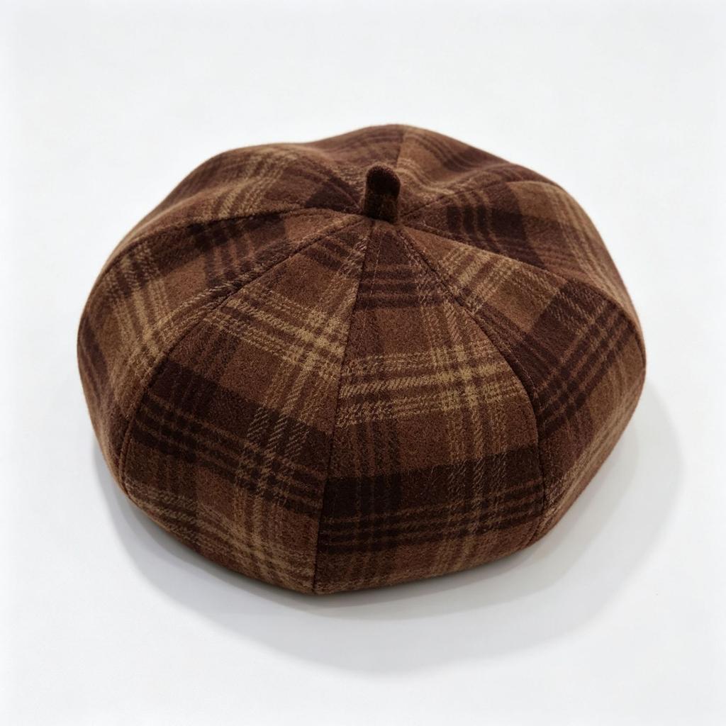 Autumn and Winter Hat Female Korean Plaid Fresh Beret Versatile Face Small Retro Literary Newsboy Hat Painter Hat