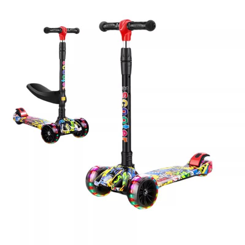 Children's Foldable Scooter for Ages 3-12, Pedal Model, Suitable for Boys and Girls