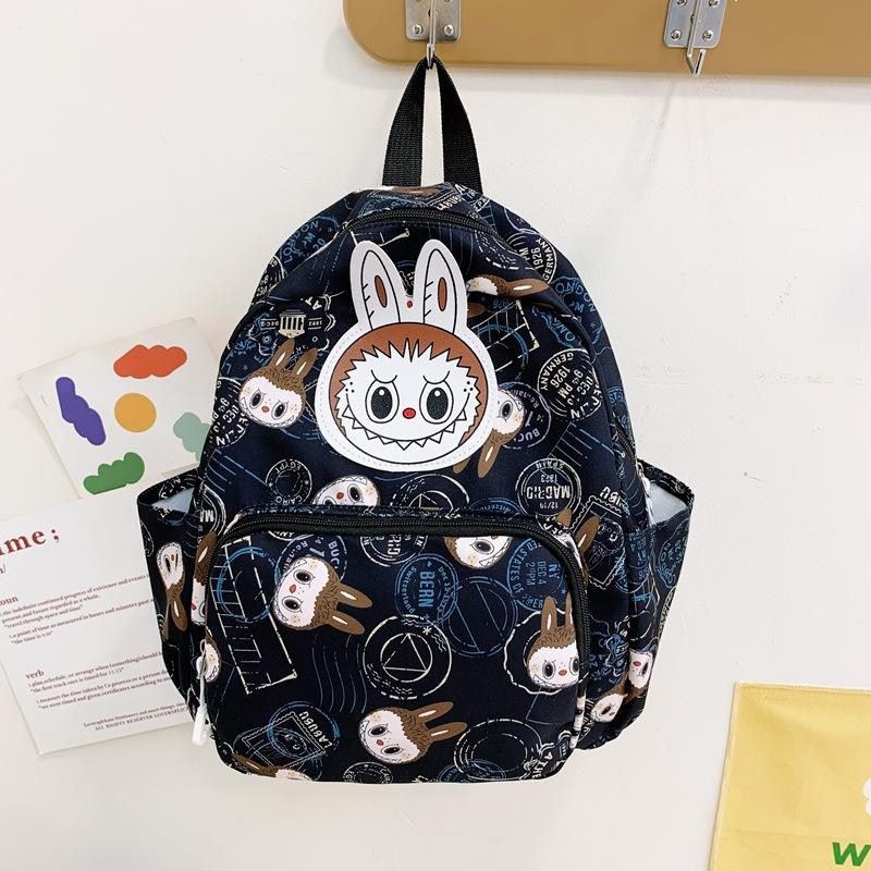 

Dual Cartoon Kids Shoulder Backpack Large Capacity Print Schoolbag Students чорний