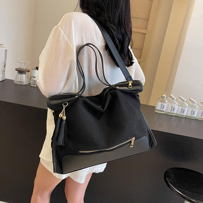 One shoulder crossbody large bag, tote bag, large capacity bag, women's bag, brown and beige handbag bag.