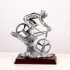 Resin Handicrafts Realistic Figure Sculpture Mountain Bike Silver Sportsman Cycling Figurine Home Decoration Accessories