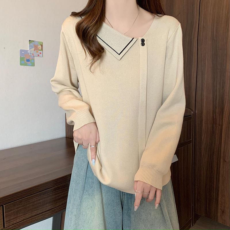 2025 Autumn Plus Size Women's V-Neck Knitted Long Sleeve Sweater