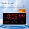 Wall-Mounted Electronic Clock with Large Numbers, Perpetual Calendar, Temperature Display, and Alarm for Bedroom or Dormitory.