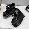 Modne 12,5CM Platforma Wysokie Koturny Damskie Czółenka Trampki Casual Gothic Style Punk Sznurowane Klamry Czarne Buty Damskie Butterfiy-Knot