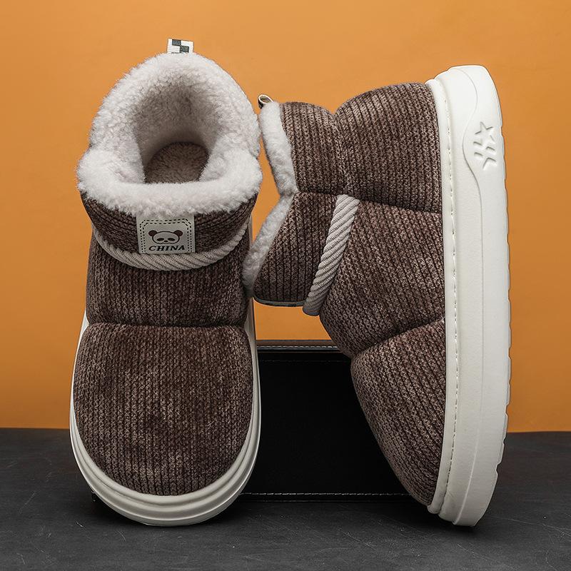 

Mens large size soft elastic winter warm cold padded snow boots non-slip wear outdoor leisure sports mountaineering high-top cotton boots 36-37