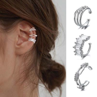 Sui Rhinestone Double-Layer Ear Cuff Clip for Women–No Piercing, Cool Chain Design