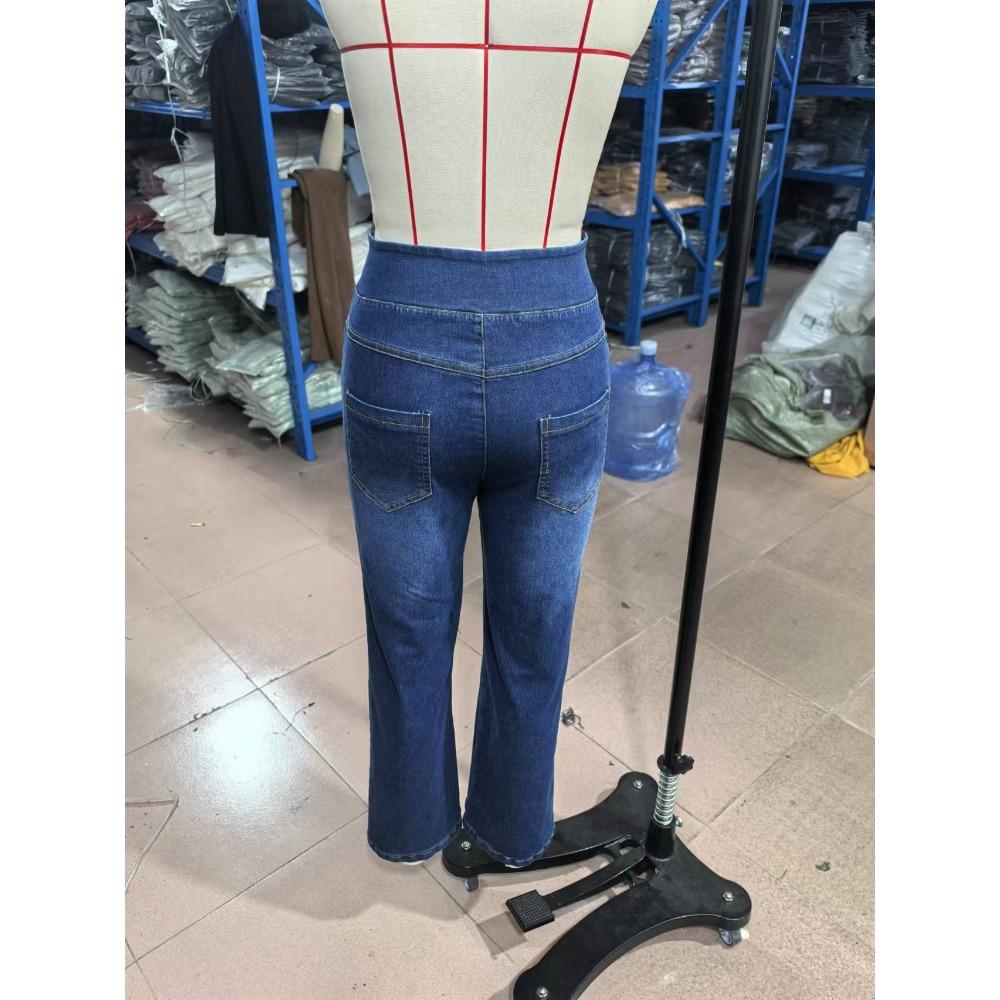 Women Baggy Jeans Streetwear High Waist Wide Leg Denim Pants Retro Elastic Waist Blue Loose Female Trousers