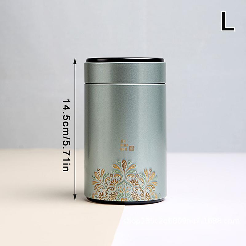 

Exquisite Prints Empty Tea Tin Can Household Green Black Tea Sealed Jar Portable Small Tea Packaging Box Tinplate Storage Can L небо синє кольору