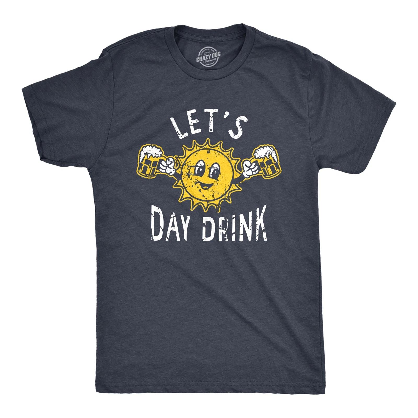 Mens Lets Day Drink T Shirt Funny Drunken Sunny Booze Drinking Tee for Guys S