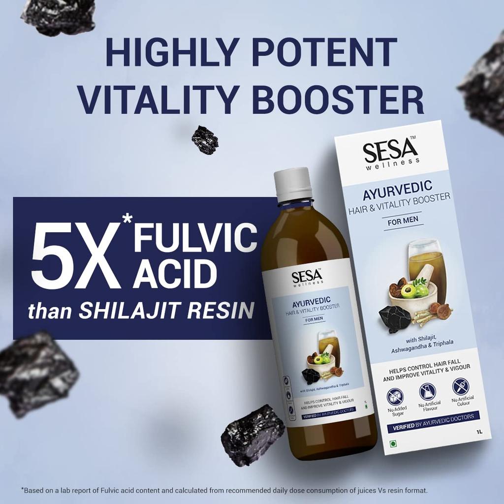SESA Ayurvedic Hair And Vitality Booster Juice For Men 1L – Boosts Stamina Energy Immunity Controls Hair Fall Supports Natural Hair Growth