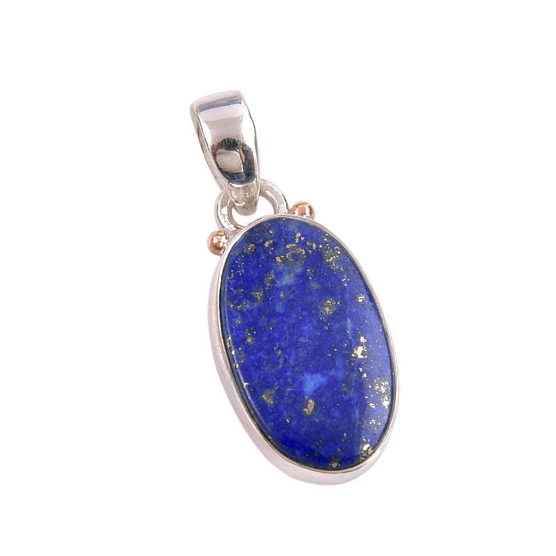 Natürlicher Lapislazuli-Edelstein, 925er Sterlingsilber, Geschenkanhänger, 3,8 cm, i9Z94