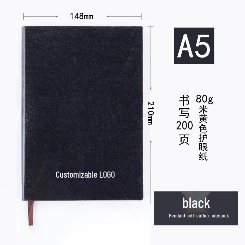 Customized High-End Leather A5 Notebook with Logo for Business Meetings