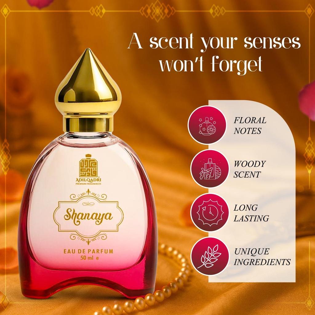 Adilqadri Shanaya Parfum voor Mannen & Vrouwen | Arabische & Franse Blend | Langdurig Eau De Parfum met Chocolade-, Amber- & Houtachtige Noten |