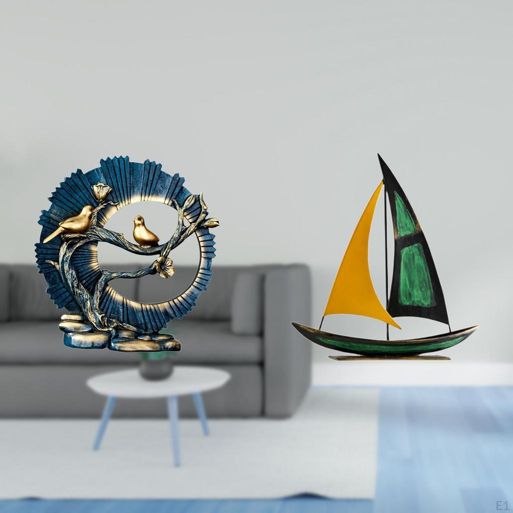 Resin Iron Figurine Ornament Sculpture for House Tabletop Bookshelf Living Room Desk Centerpiece