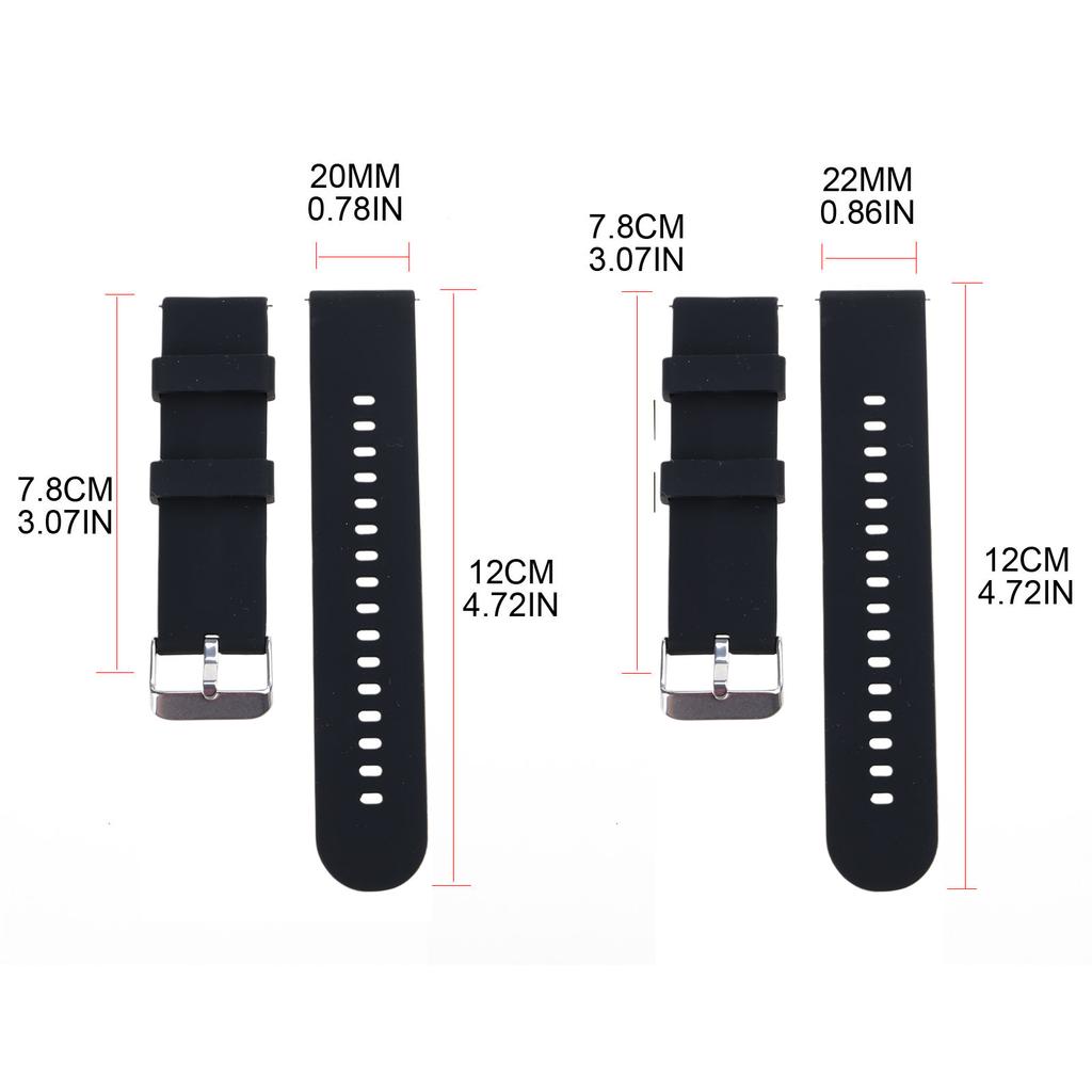 22/20mm Adjustable Sport Silicone Washable Replacement Strap Soft Wristband Bracelets Waterproof Washable Quick Release