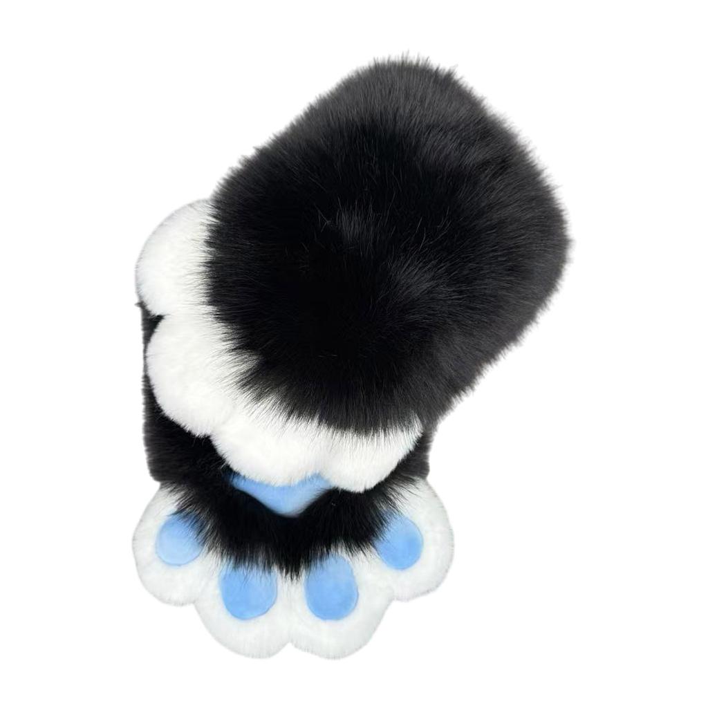 Guanti Zampe di Gatto in Pelliccia Sintetica Zampe Therian Paws Peluche Fursuit Zampe Halloween Cosplay Costume Zampe di Volpe Animale Manopola Donna Uomo