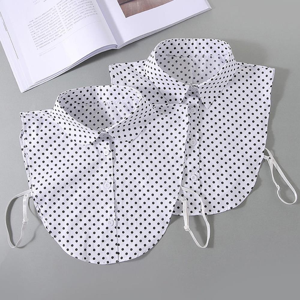 Perfect Match Vintage Half Shirt Blouse Faux Collar Multi-Functional Decorative Collar Removable Adjustable Polka Dots Shirt Detachable Collar