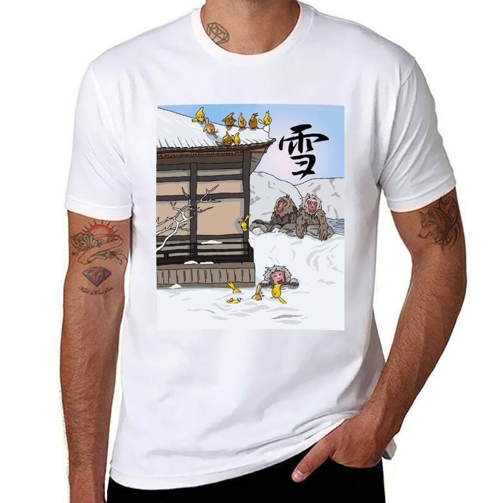 Onsen At A Japanese Shrine Tshirt Basic Simple Casual Short Sleeve Tee