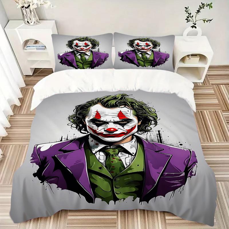 3pcs Joker Bedding Set, Soft Polyester Duvet Cover and Pillowcases Machine Washable Seasons all suitable & Guest Room Decor294