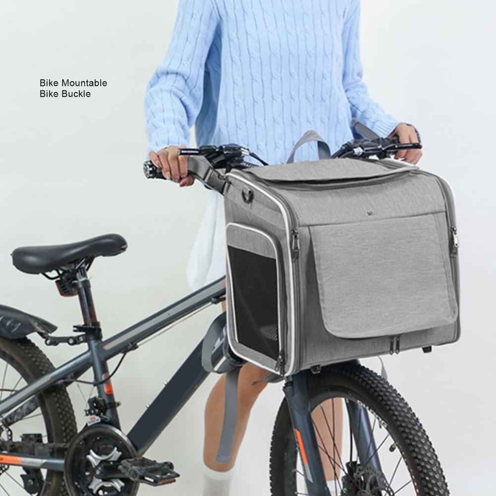 Soft Sided Expandable Cat Backpack Multi Opening Dog Bike Basket  Bike Riding