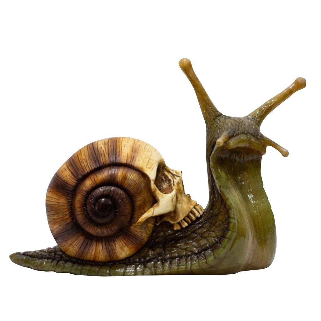 Halloween Snail Skull Sculpture Gothic Decoration Statue Patio Figurine Crafts Home Bionic Animal Garden Decoration Crafts