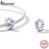 BAMOER 925 Silver Clasp CZ pave Clip Charms Daisy Beads Stopper Safety Chain fit Charm Bracelet Jewelry Clip