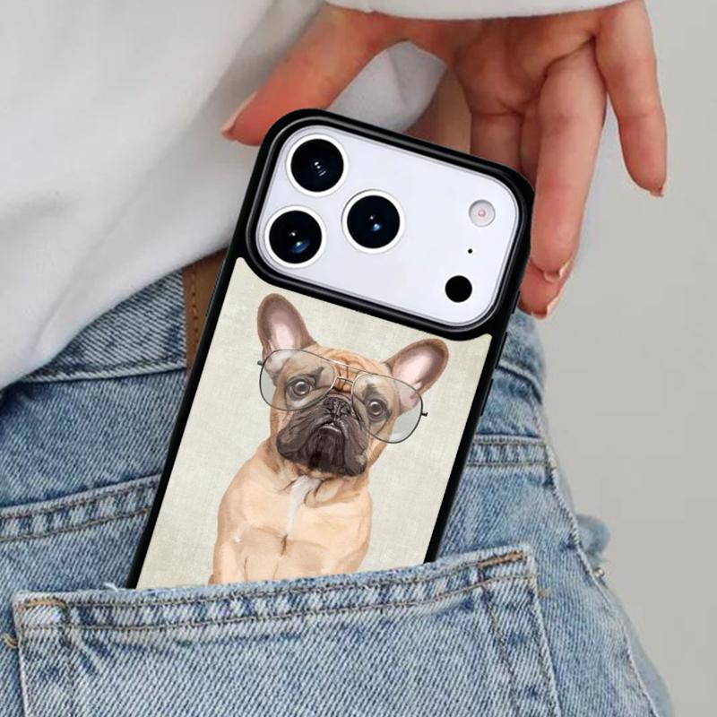 Cartoon French Bulldog Phone Case for iPhone 16e 15 14 13 12 17 Pro Max Plus Air 17pro Cover Coque